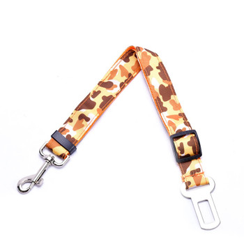 Orange Camo Car Seatbelt Dog Lead