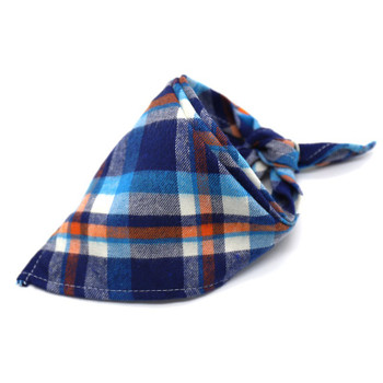 Blue Orange Plaid Dog Bandana