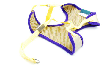 Gold PU Leather Mesh Vest Dog Harness