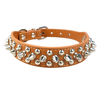 Brown Studded Spikes Dog Collar