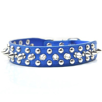 Dark Blue Studded Spikes Dog Collar