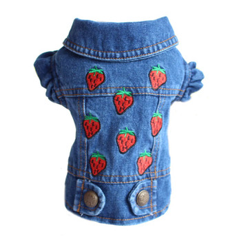 Blue Strawberries Denim Dog Jacket