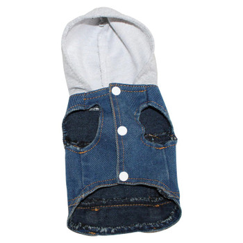 Blue Grey Hooded Denim Dog Jacket