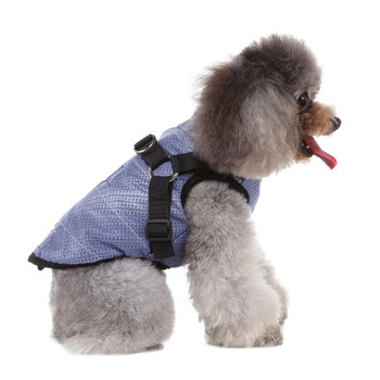 Blue Fleece Lined Dog Harness Coat