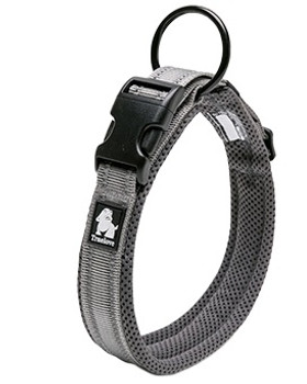 Grey Padded Mesh Reflective Dog Collar