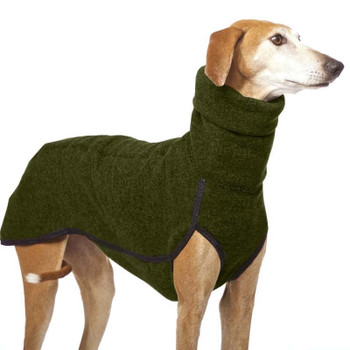 Green Turtleneck Extra Long Fleece Dog Coat