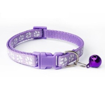 Small Light Purple Pawprint Nylon Dog Collar & Lead Set