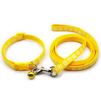 Small Yellow Pawprint Nylon Dog Collar & Lead Set