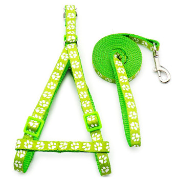 Small Lime Green Pawprint Nylon Dog Harness & Lead Set