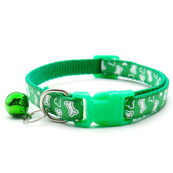 Small Green White Bone Nylon Dog Collar