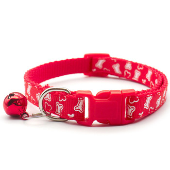 Small Red White Bone Nylon Dog Collar