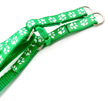 Small Green Pawprint Nylon Dog Harness