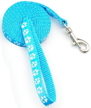 Small Light Blue Pawprint Nylon Dog Lead