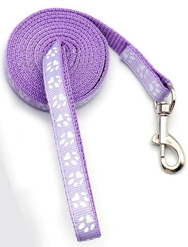 Small Light Purple Pawprint Nylon Dog Lead