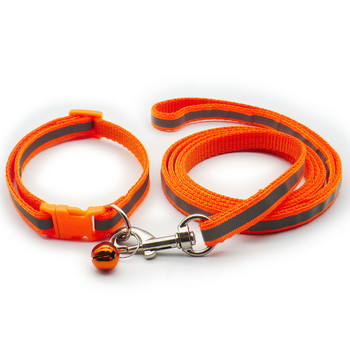 Small Orange Reflective Nylon Dog Collar & Lead Set
