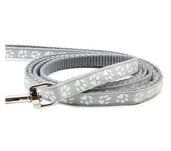 Small Grey Pawprint Nylon Dog Lead