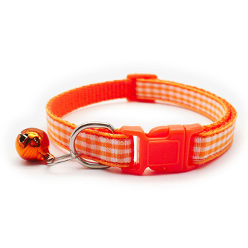 Small Orange White Check Nylon Dog Collar & Lead Set