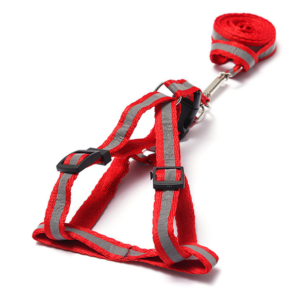 Red Reflective Nylon Dog Harness & Lead Set