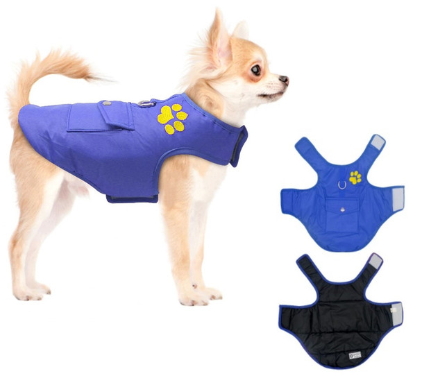 Blue Black Reversible Dog Vest Coat