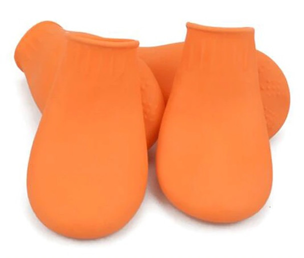 Orange Rubber Waterproof Dog Boots