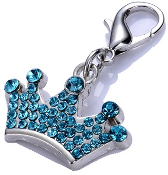 Blue Crown Rhinestone Dog Collar Charm