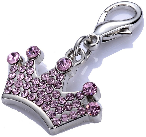 Purple Crown Rhinestone Dog Collar Charm