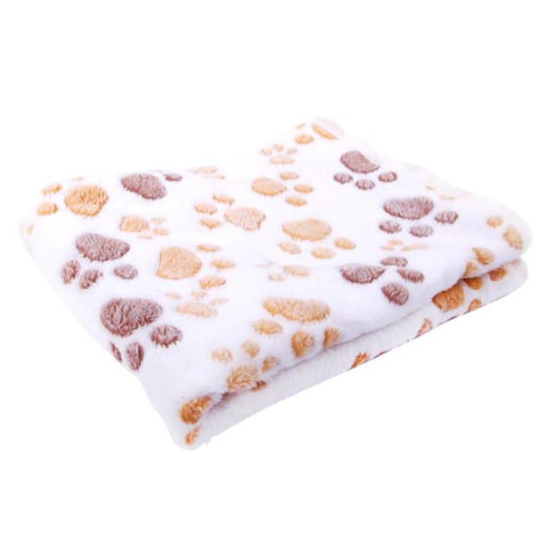 Beige Pawprint Fleece Dog Blanket