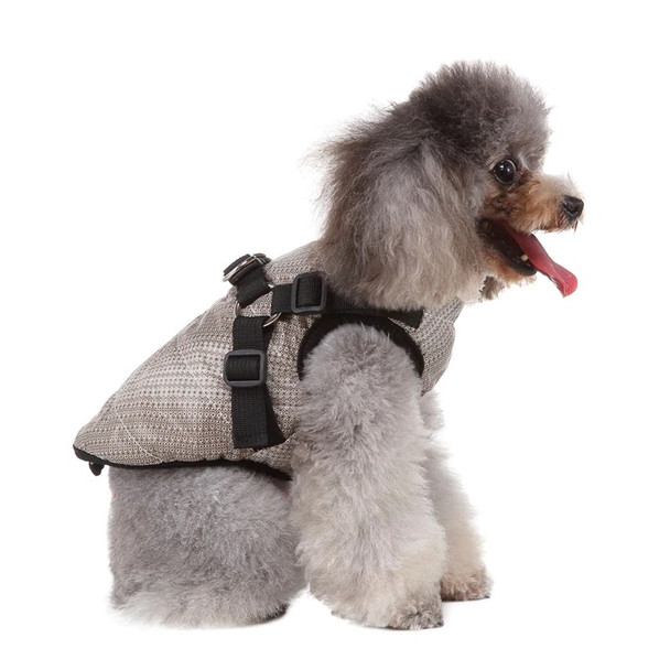 Beige Fleece Lined Dog Harness Coat