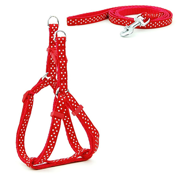 Red Polka Dot Nylon Dog Harness & Lead Set