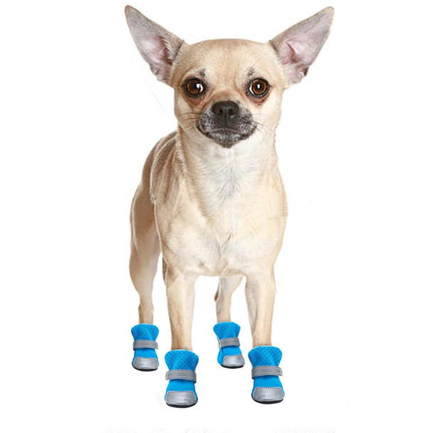 Blue Silver Reflective Dog Boots