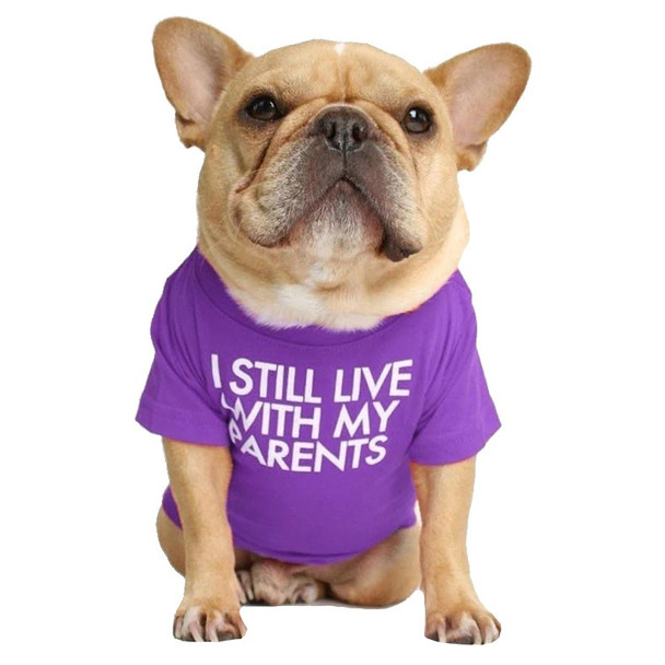 Purple I Still Live With My Parents Dog T-Shirt