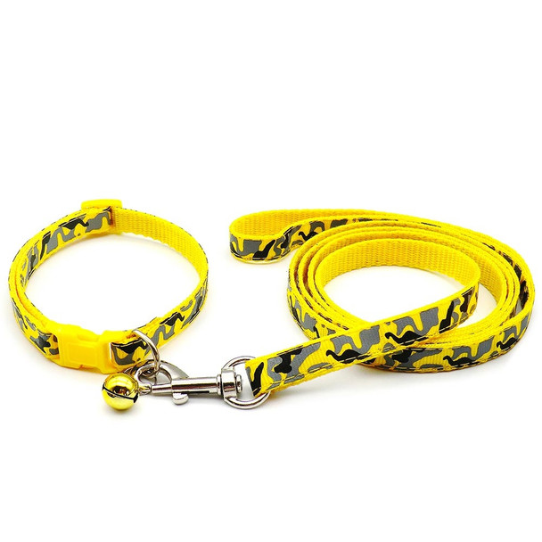 Small Yellow Camouflage Nylon Dog Collar & Lead Set