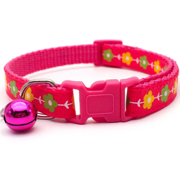 Small Rose Pink Floral Nylon Dog Collar