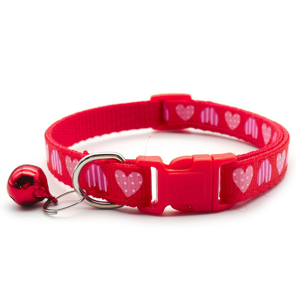 Small Red Heart Nylon Dog Collar