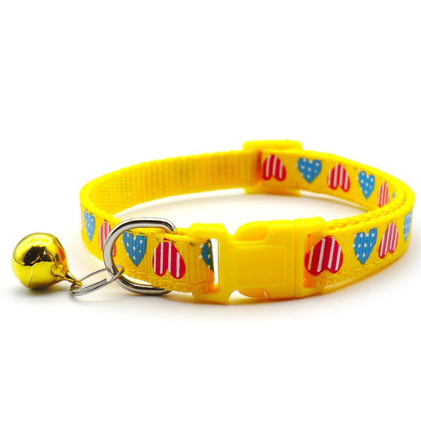 Small Yellow Heart Nylon Dog Collar