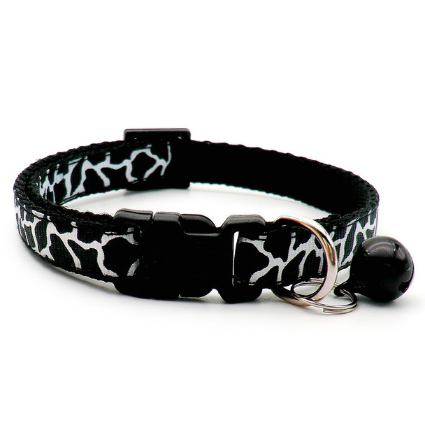 Small Black Zebra Print Nylon Dog Collar