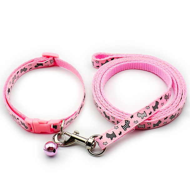 Small Pink Dogprint Nylon Dog Collar & Lead Set