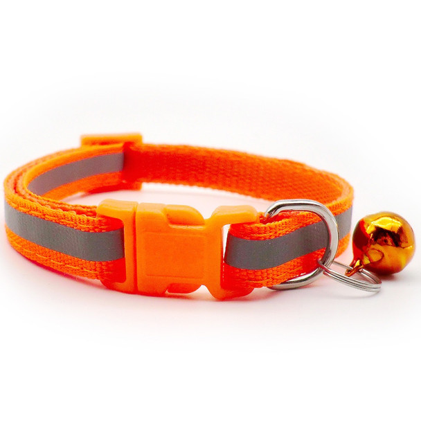 Small Orange Reflective Nylon Dog Collar