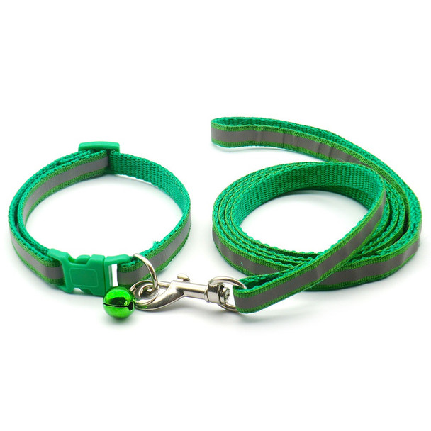 Small Green Reflective Nylon Dog Collar & Lead Set