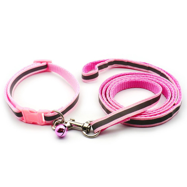 Small Pink Reflective Nylon Dog Collar & Lead Set