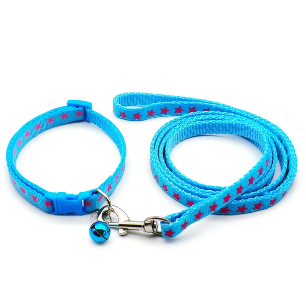 Small Blue Star Nylon Dog Collar & Lead Set