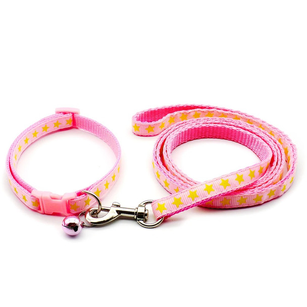 Small Pink Star Nylon Dog Collar & Lead Set