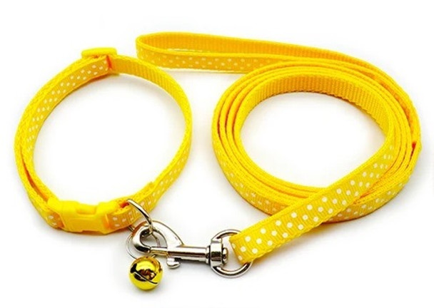 Small Yellow Spotty Nylon Dog Collar & Lead Set