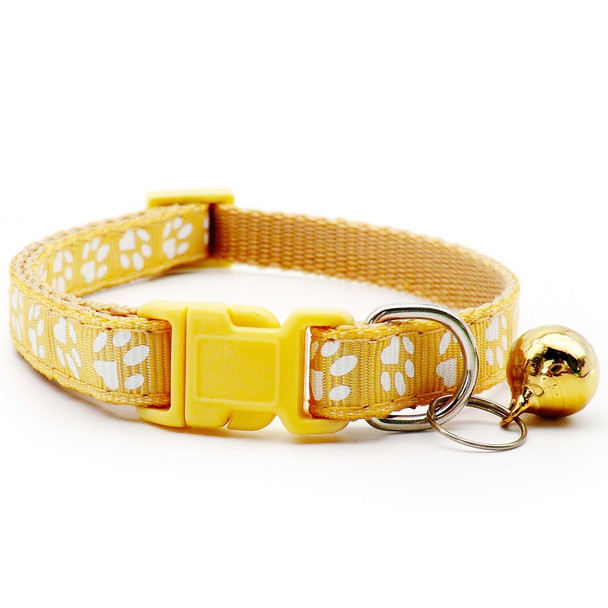 Medium Beige Pawprint Nylon Dog Collar