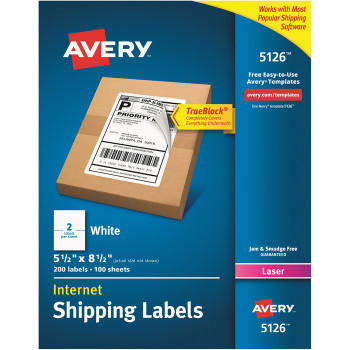 Avery TrueBlock Permanent Shipping Labels - 200 / Pack (AVE05126)