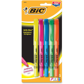 BIC Brite Liner Highlighters - 5 / Pack (BICBLP51AST)