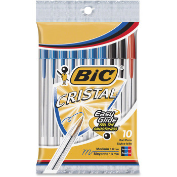 BIC Classic Cristal Ballpoint Pens - 10 / Pack (BICMSP101AST)
