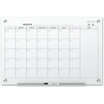 Quartet Infinity Magnetic Glass Dry-Erase Calendar Board - 3' x 2' - 1 Each (QRT20078)