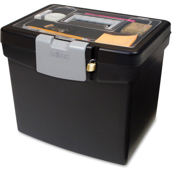 Storex Portable File Box with Top Organizer - 1 Each (STX61504B03C)