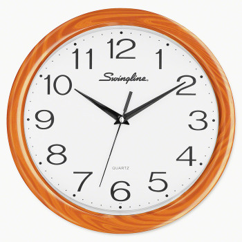 Swingline 12" Woodgrain Round Wall Clock - 1 (SWI27007)